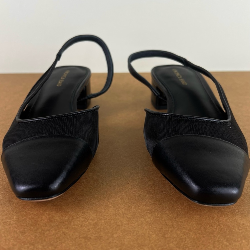Veronica Beard Cecile Cap Toe Mesh Leather Trim Slingback Black 7.5 - Picture 10 of 13